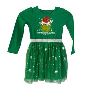 Dr. Seuss The Grinch Girls Long-Sleeve Holiday Dress Size 5 NWT